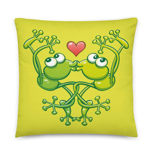 Cute frogs acrobatic kiss Basic Pillow-Basic pillows