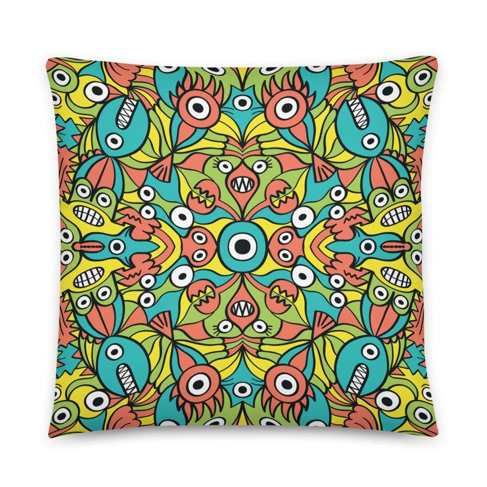 Alien monsters pattern design Basic Pillow-Basic pillows