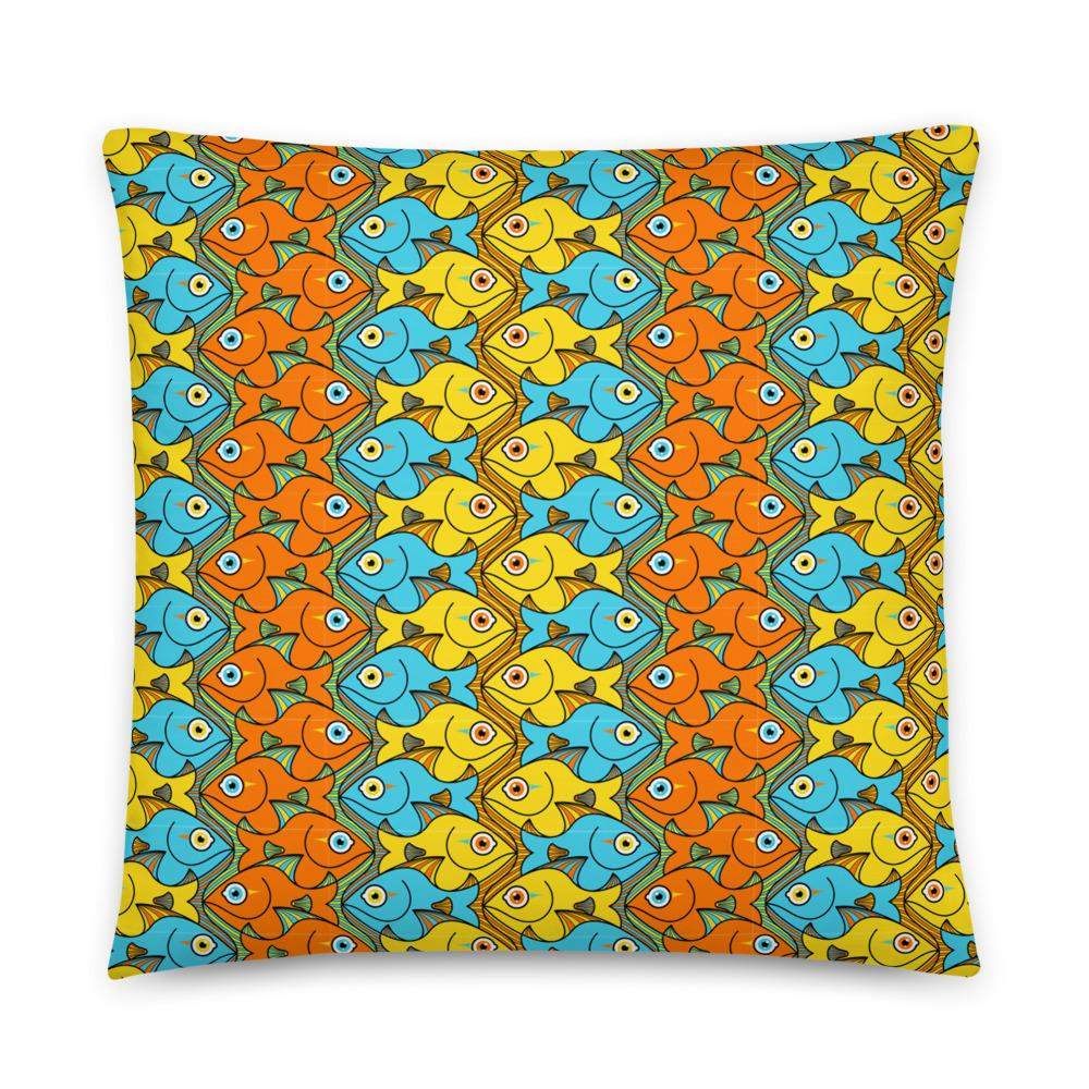 Smiling colorful fishes pattern Basic Pillow-Basic pillows