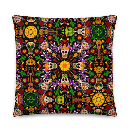 Mexican skulls celebrating the Day of the dead Basic Pillow-Basic pillows
