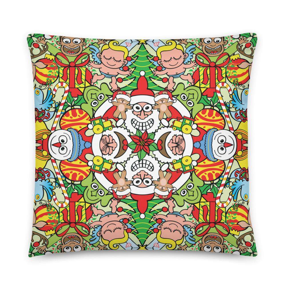 Crazy Christmas in a weird pattern design Basic Pillow-Basic pillows