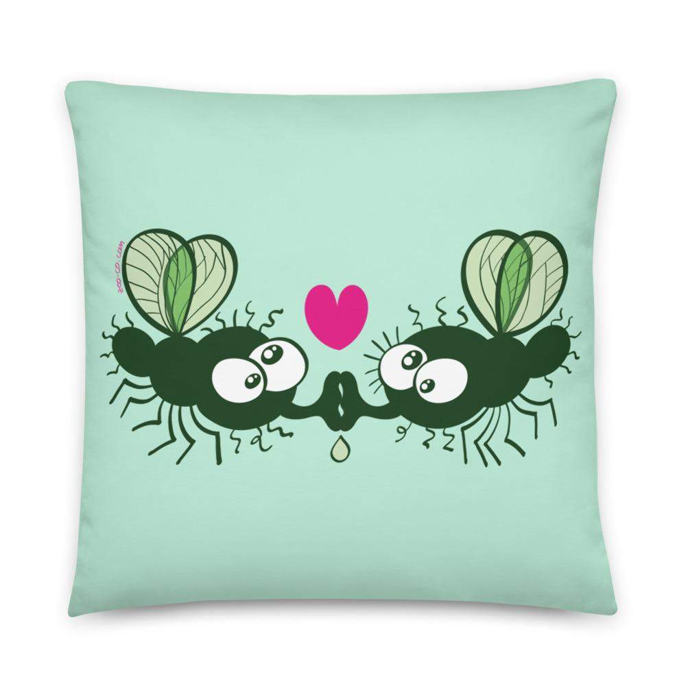 Funny houseflies kissing passionately Basic Pillow-Basic pillows
