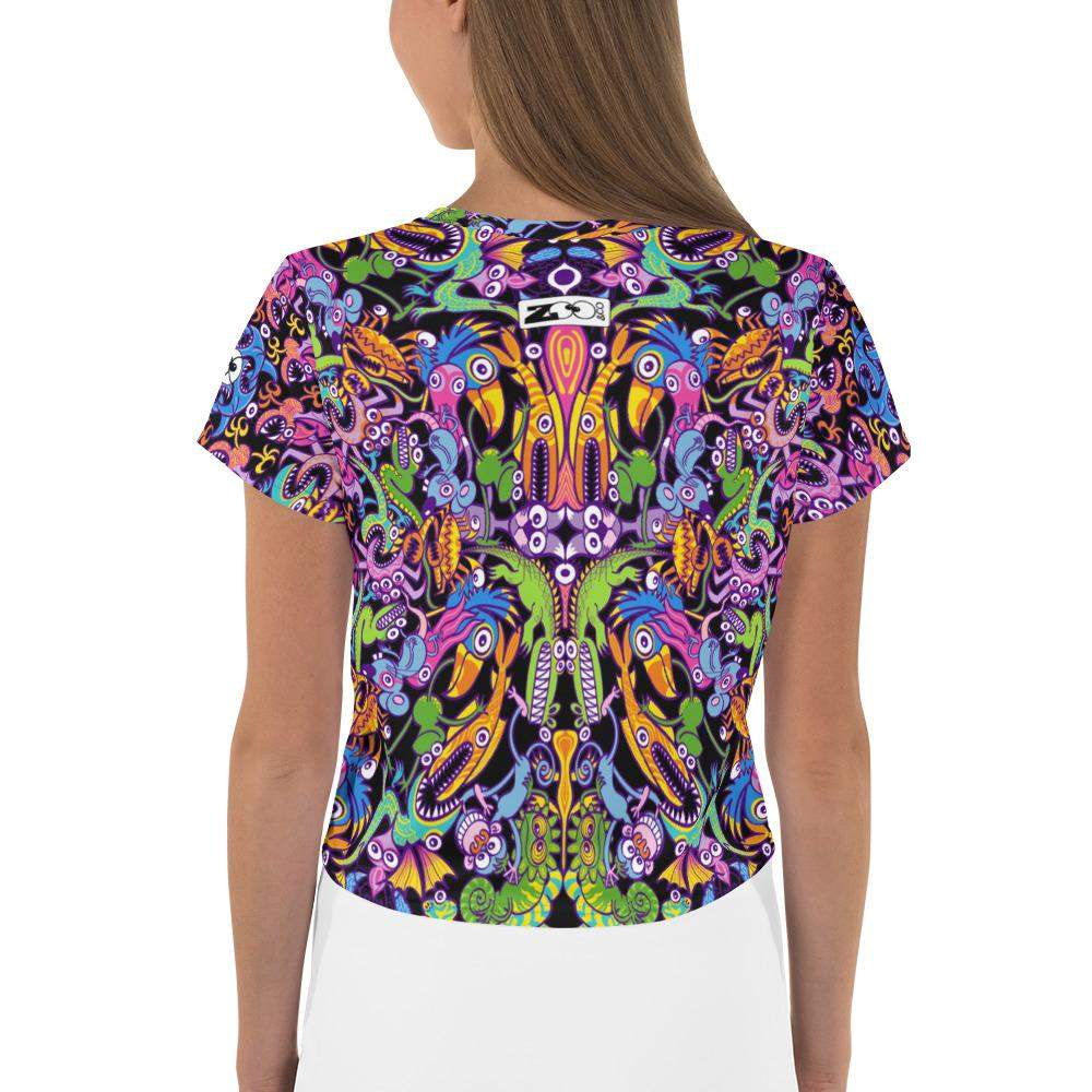 Eccentric critters in a lively crazy festival All-Over Print Crop Tee-Crop Tees