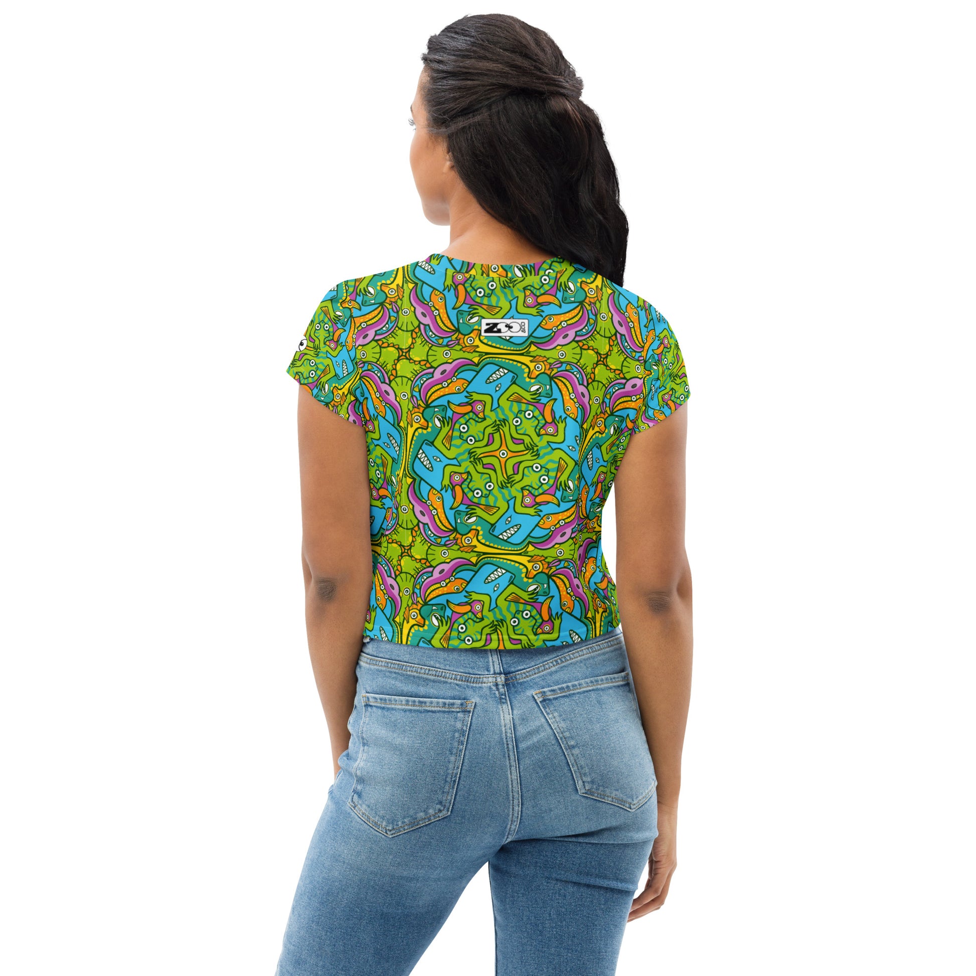 To keep calm and doodle is more than just doodling All-Over Print Crop Tee. Back view