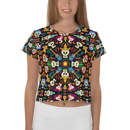 Day of the dead Mexican holiday All-Over Print Crop Tee-Crop Tees