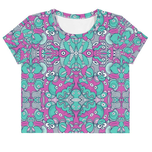 Sea creatures from an alien world All-Over Print Crop Tee-Crop Tees