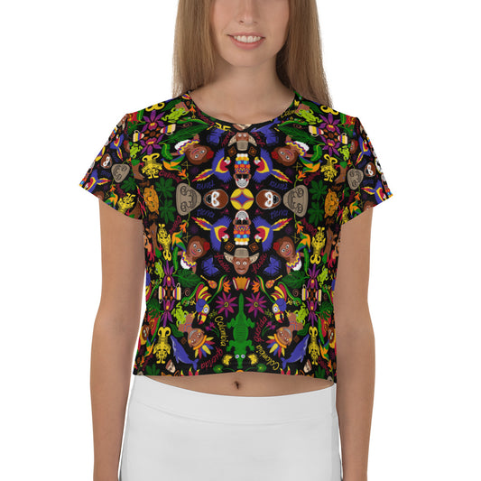 Colombia, the charm of a magical country All-Over Print Crop Tee. Front view