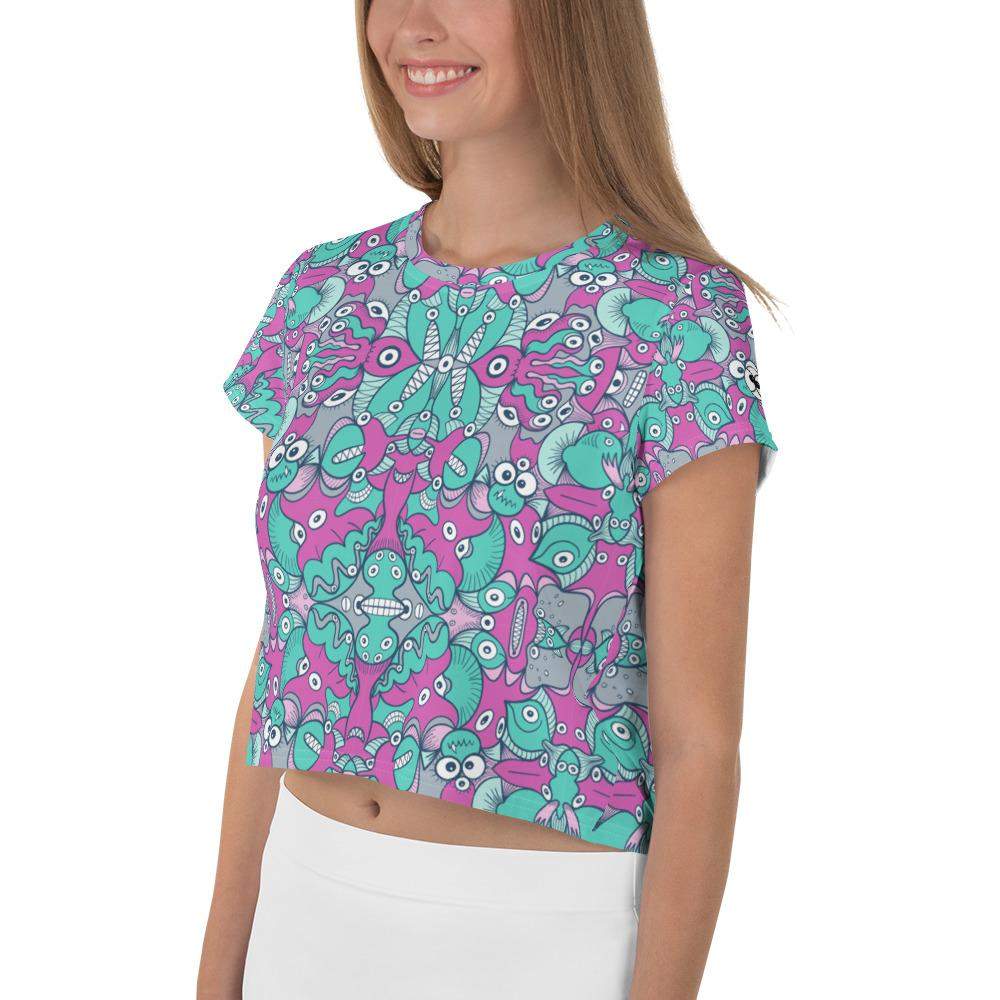 Sea creatures from an alien world All-Over Print Crop Tee-Crop Tees