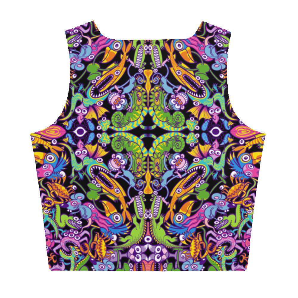 Eccentric critters in a lively crazy festival Crop Top-Crop Tops