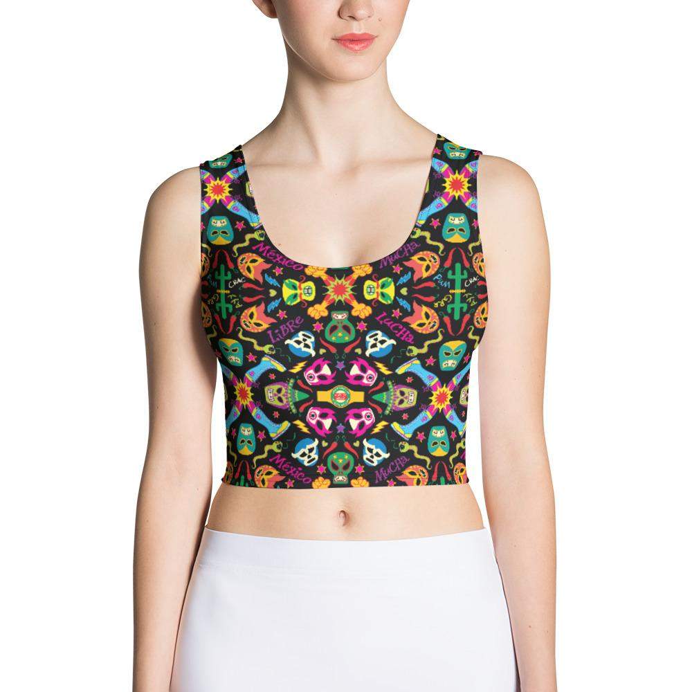 Mexican wrestling colorful party Crop Top-Crop Tops