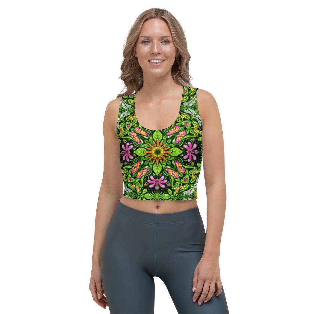 Magical garden full of flowers and insects Crop Top-Crop Tops
