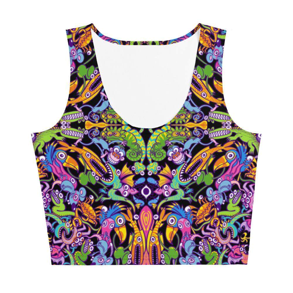 Eccentric critters in a lively crazy festival Crop Top-Crop Tops