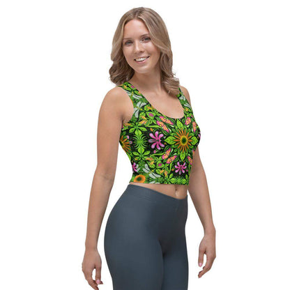 Magical garden full of flowers and insects Crop Top-Crop Tops