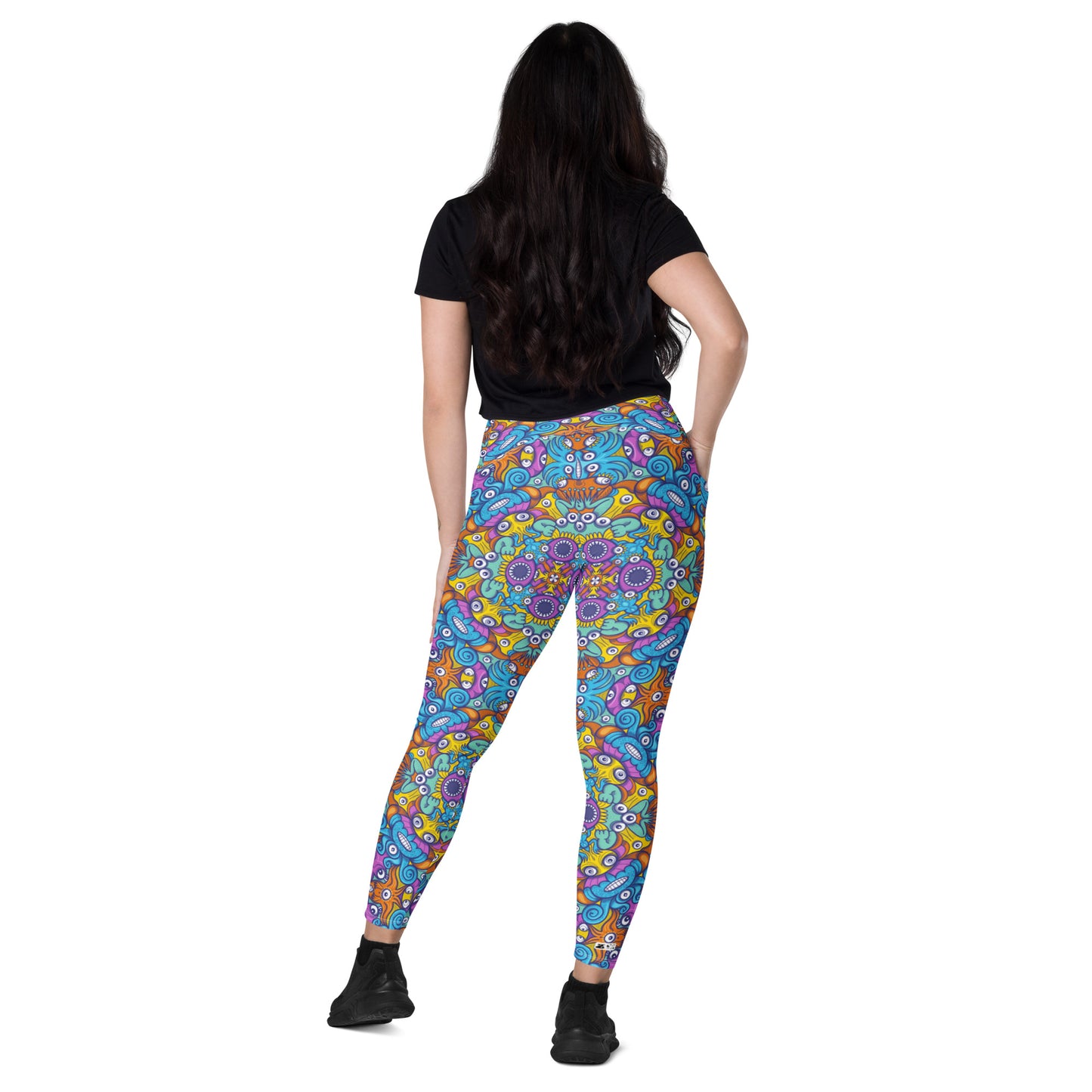 The ultimate sea beasts cast from the deep end of the ocean Crossover leggings with pockets. Back view