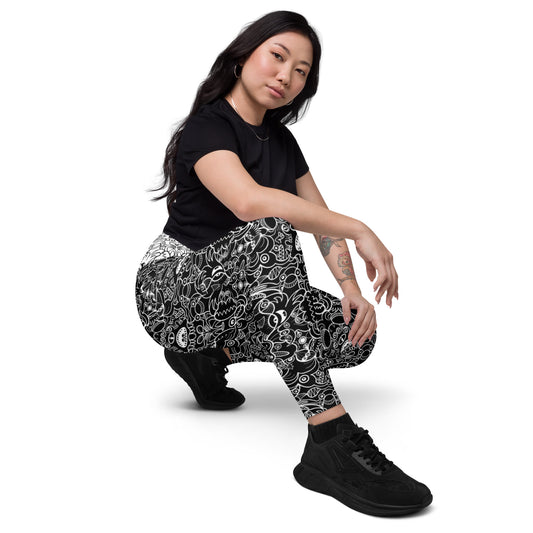 The powerful dark side of the Doodle world Crossover leggings with pockets. Lifestyle