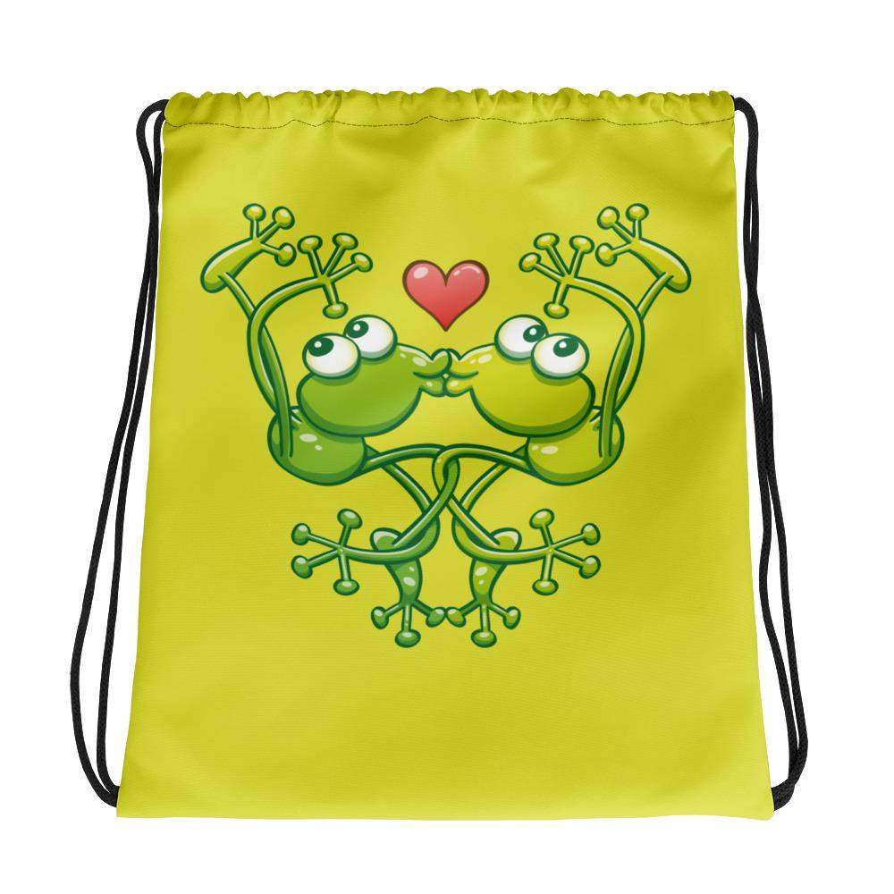 Cute frogs acrobatic kiss Drawstring bag-Drawstring bags