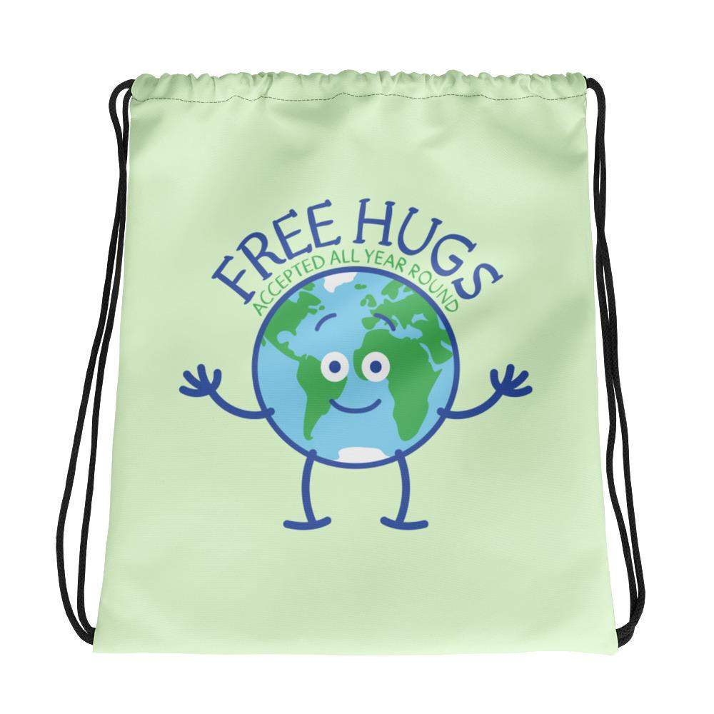 Planet Earth accepts free hugs all year round Drawstring bag-Drawstring bags