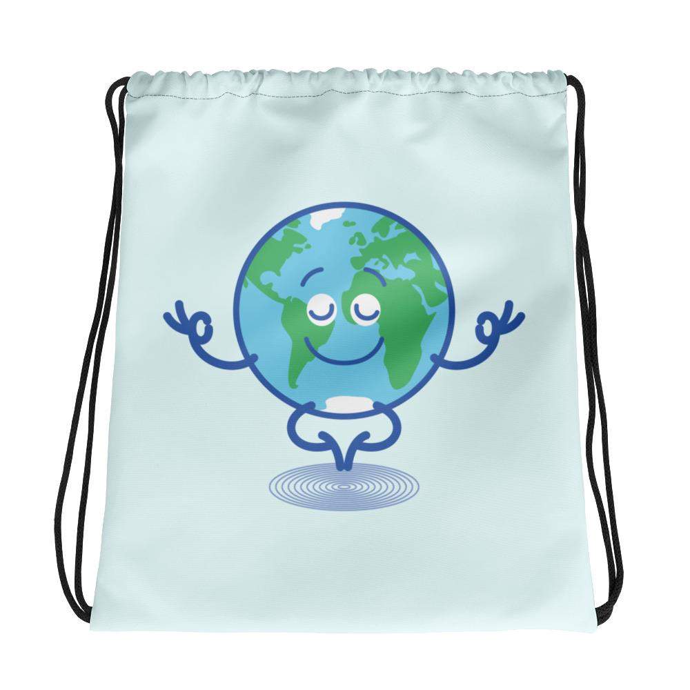 Happy Earth in deep meditation Drawstring bag-Drawstring bags