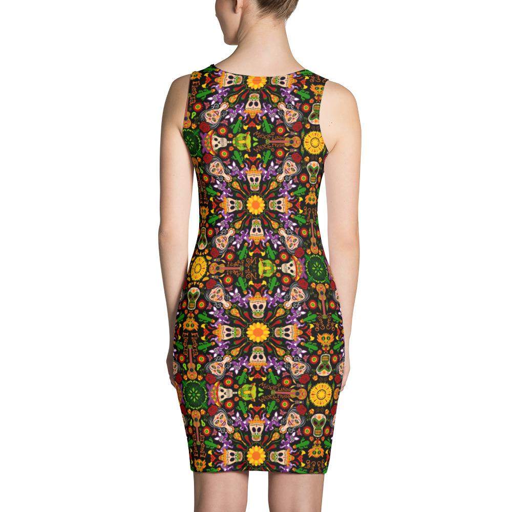 Mexican skulls celebrating the Day of the dead Sublimation Cut & Sew Dress-Sublimation cut & sew dresses