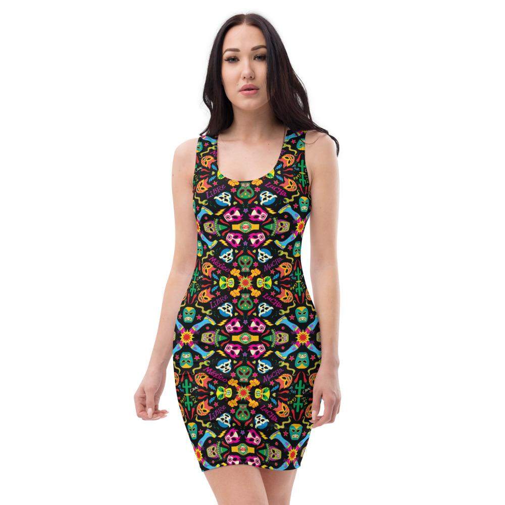 Mexican wrestling colorful party Sublimation Cut & Sew Dress-Sublimation cut & sew dresses