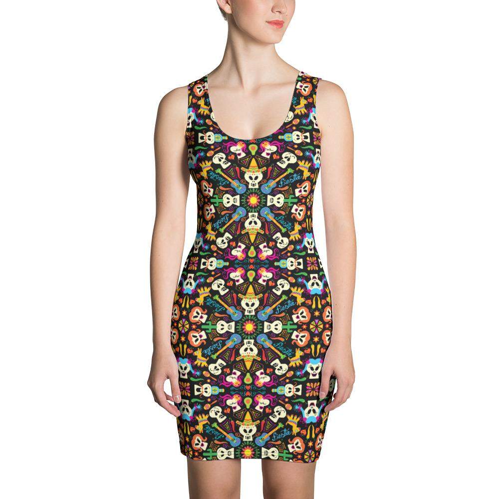 Day of the dead Mexican holiday Sublimation Cut & Sew Dress S Day of the dead Mexican holiday Sublimation Cut & Sew Dress S