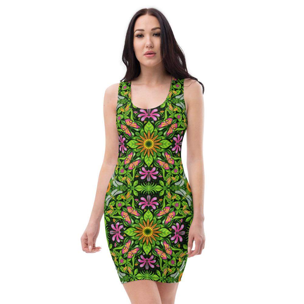 Magical garden full of flowers and insects Sublimation Cut & Sew Dress-Sublimation cut & sew dresses