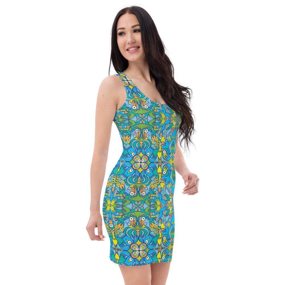 Exotic birds tropical pattern Sublimation Cut & Sew Dress-Sublimation cut & sew dresses