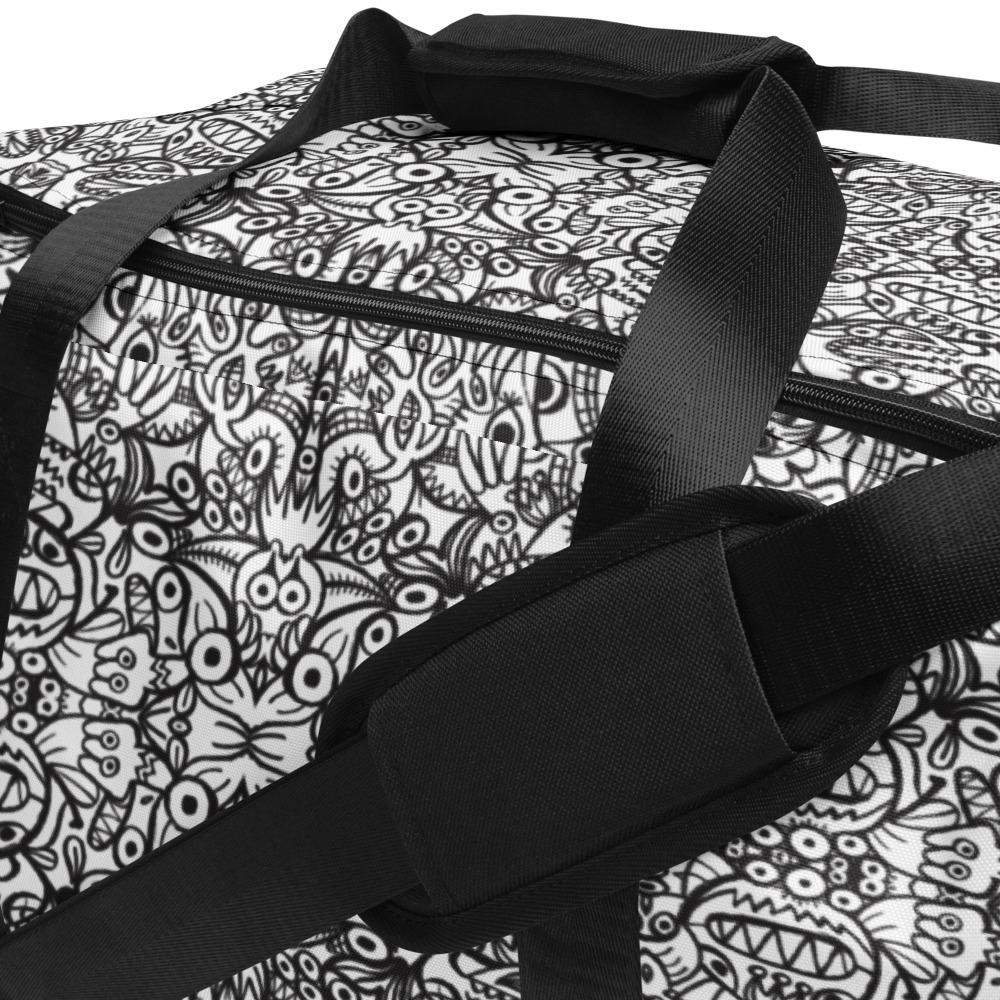 Brush style doodle critters Duffle bag-Duffle bags
