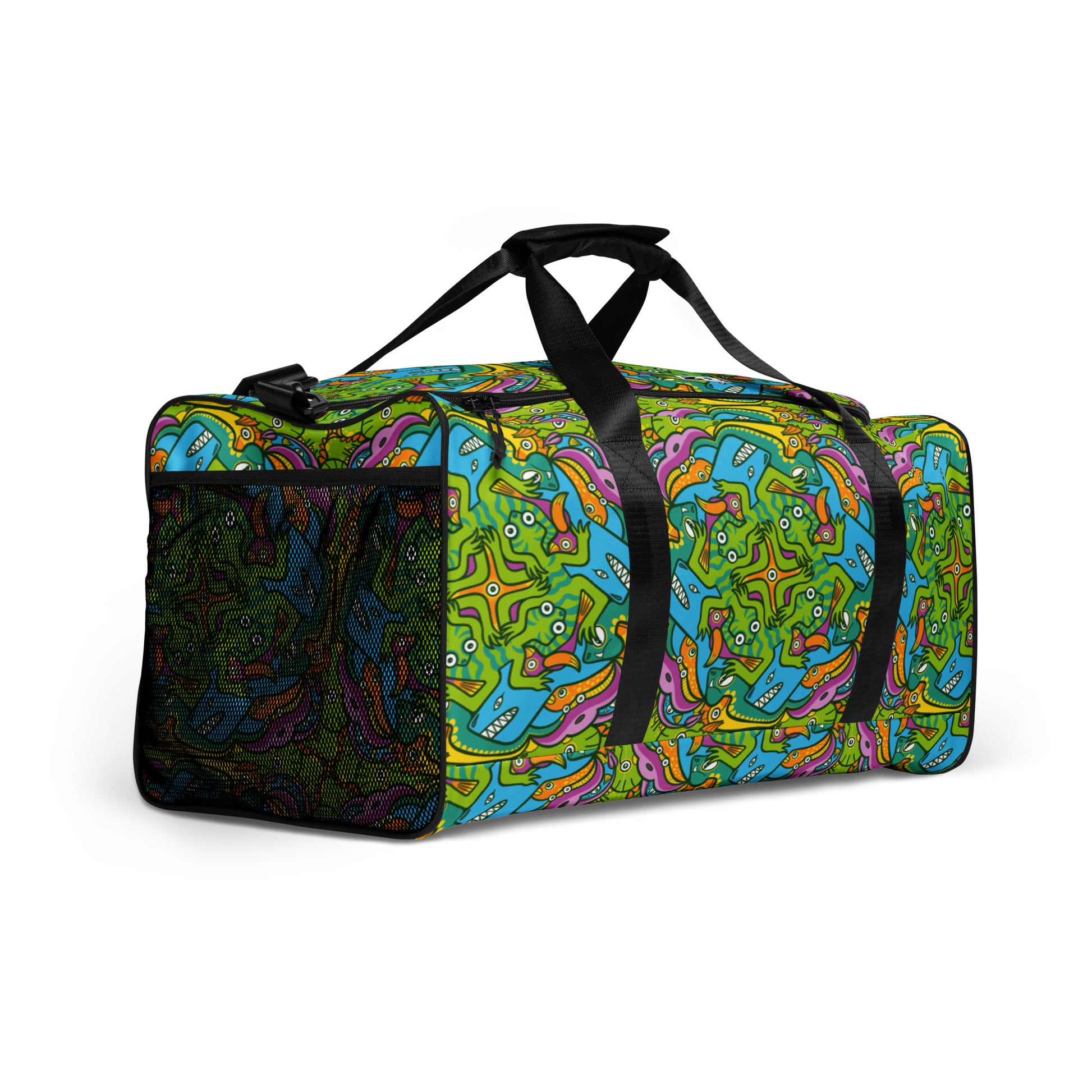Keep calm and doodle is more than just doodling Duffle bag. Right front view