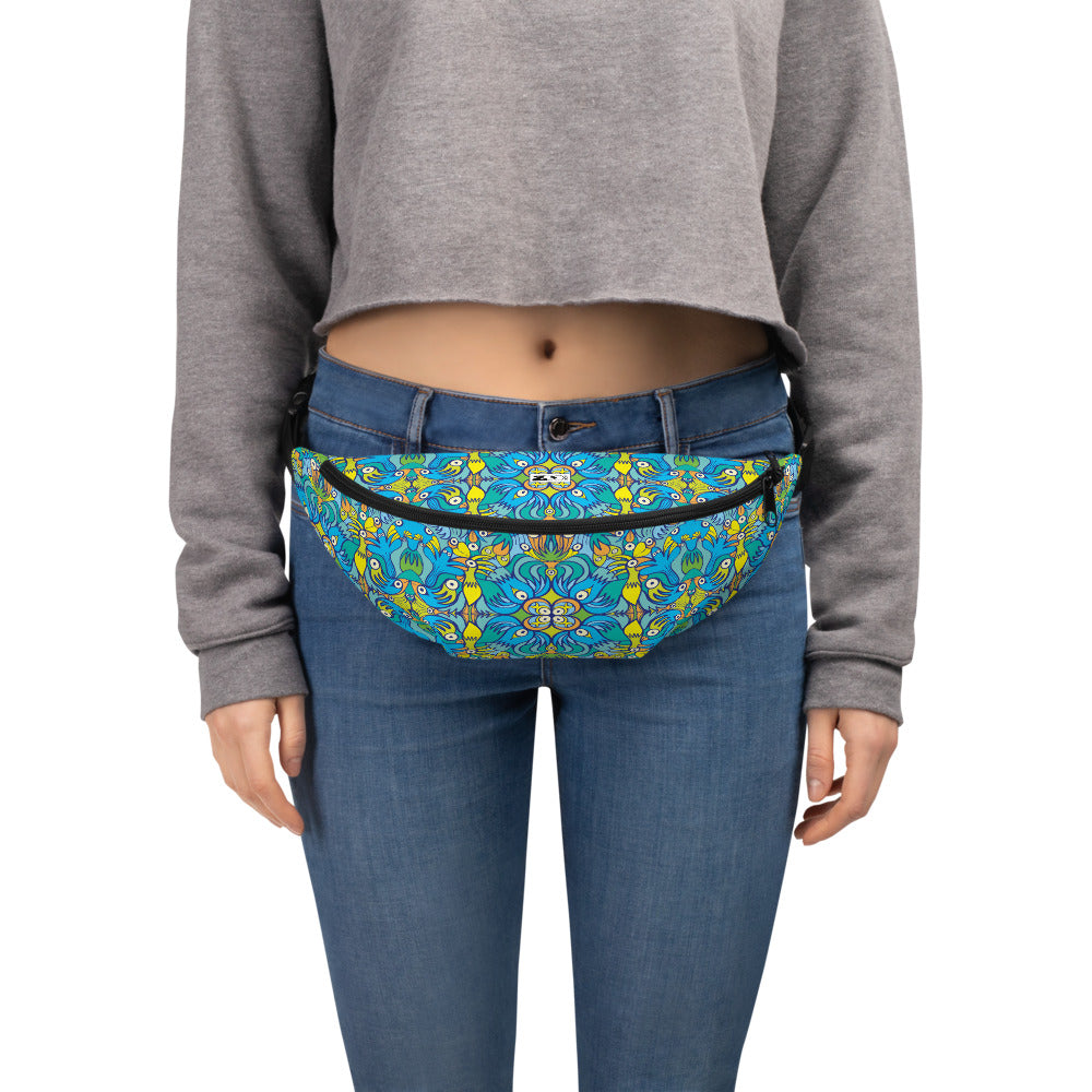 Exotic birds tropical pattern All-over print Fanny Pack. Overview