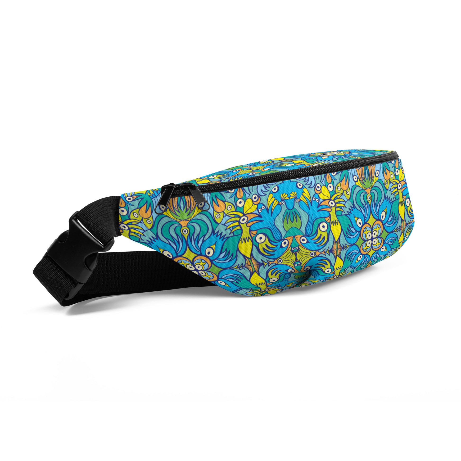 Exotic birds tropical pattern All-over print Fanny Pack. Side view