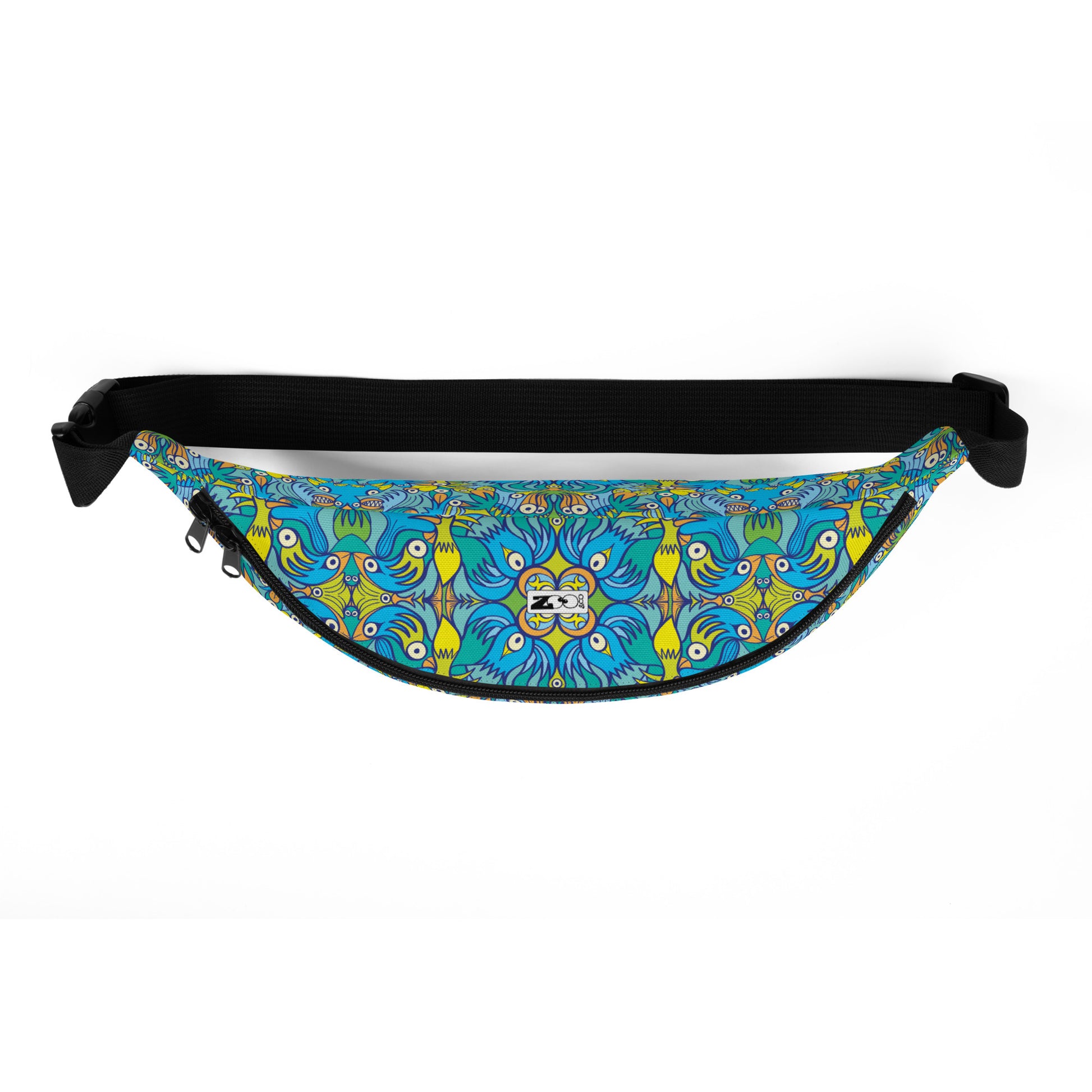Exotic birds tropical pattern All-over print Fanny Pack. Top view