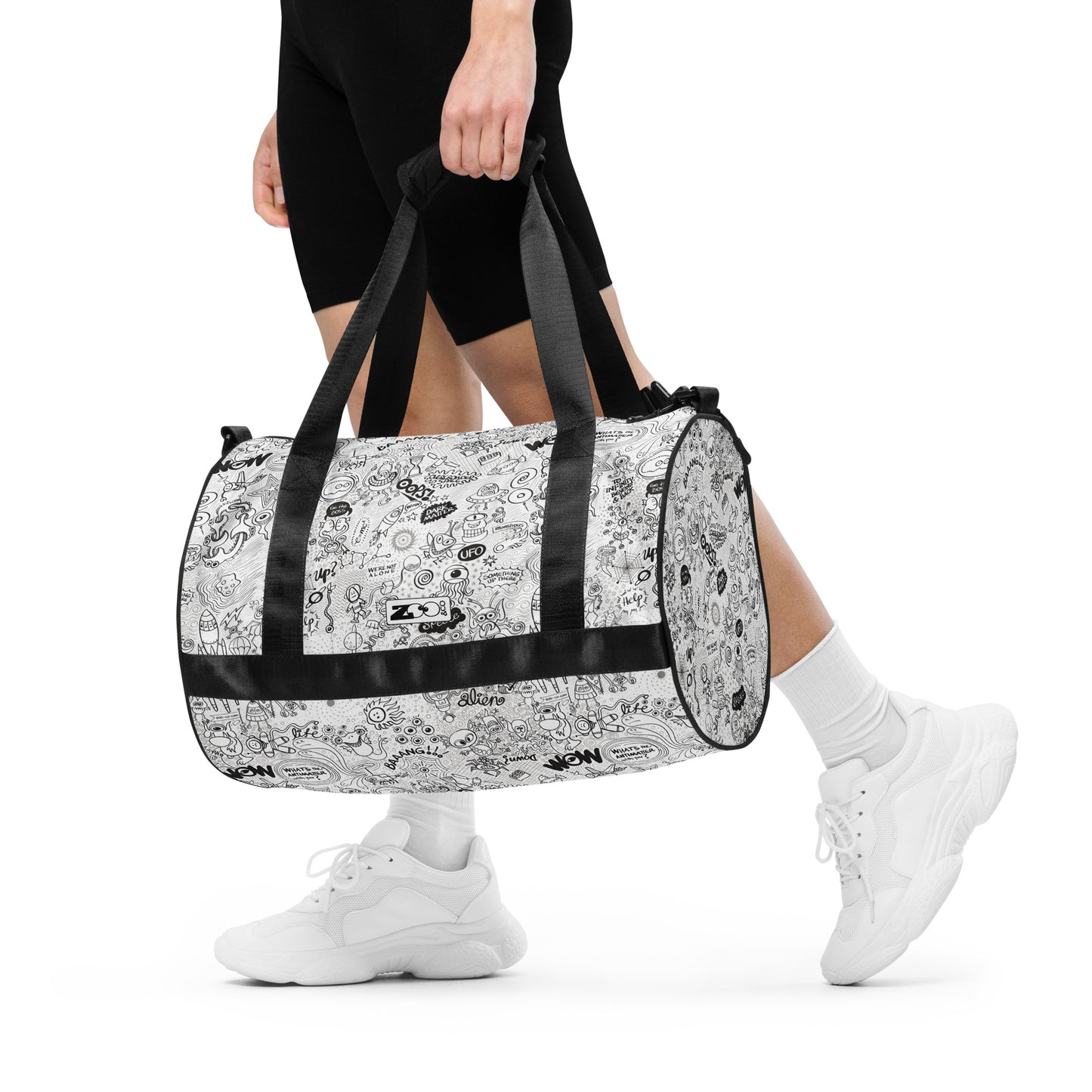 Celebrating the most comprehensive Doodle art of the universe All-over print gym bag. Lifestyle
