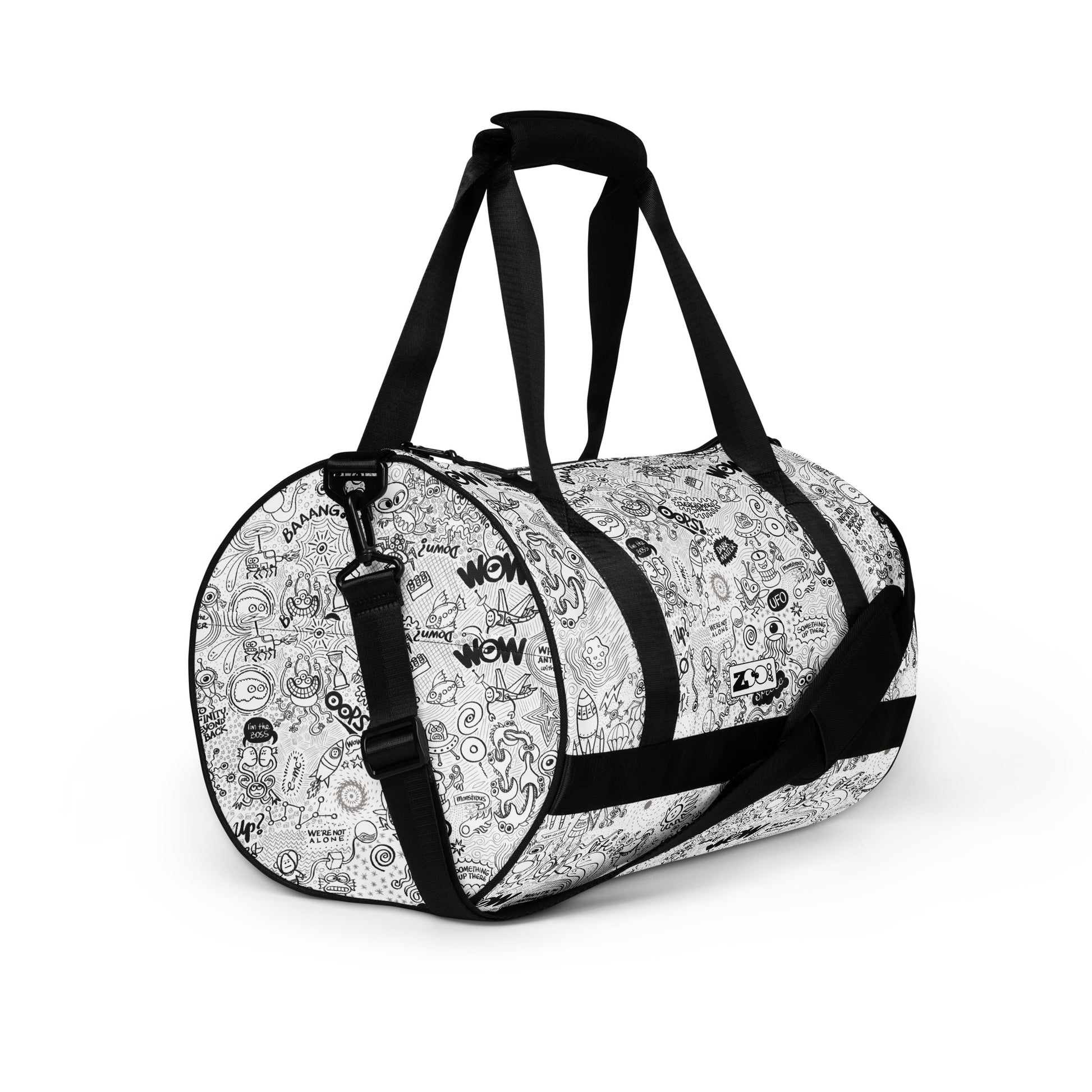 Celebrating the most comprehensive Doodle art of the universe All-over print gym bag. Overview