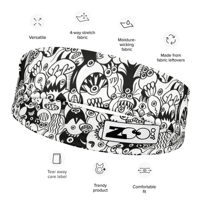 Black and white cool doodles art Headband. Specifications