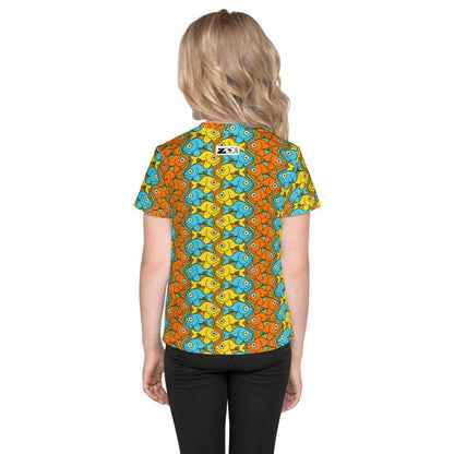 Smiling fishes colorful pattern Kids crew neck t-shirt-Kids crew neck t-shirt