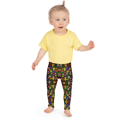 Baby girl wearing Kid's Leggings All over printed with Colombia, the charm of a magical country