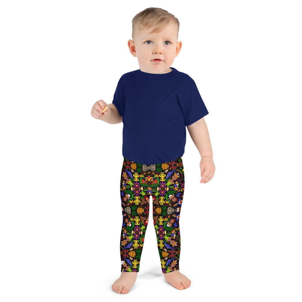 Baby boy wearing Kid's Leggings All over printed with Colombia, the charm of a magical country
