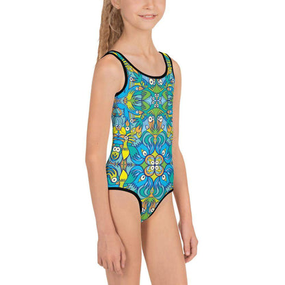 Exotic birds tropical pattern All-Over Print Kids Swimsuit-Kids swimsuits