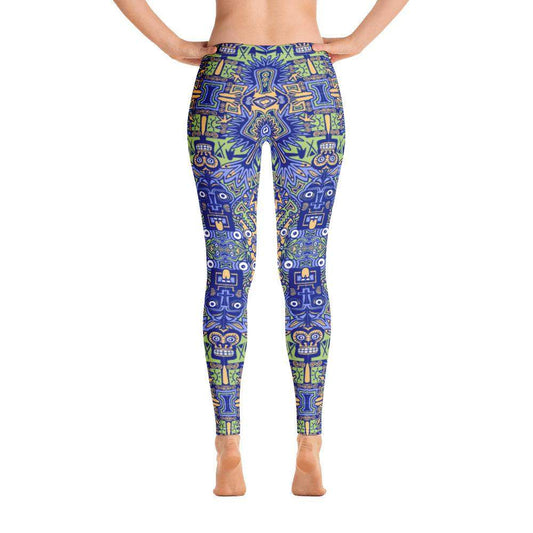 Playful Pre-columbian symbols pattern Leggings-Leggings