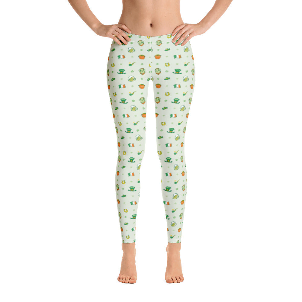 Celebrate Saint Patrick's Day in style All-over print Leggings. Front view
