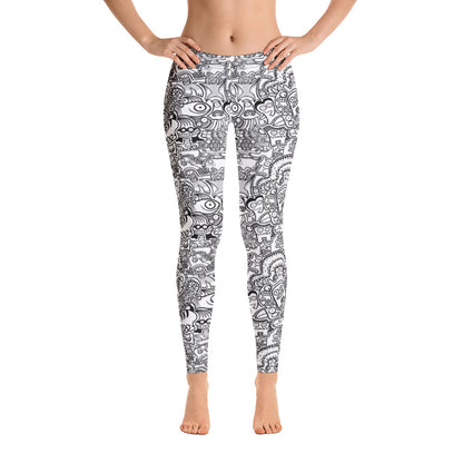 Fill your world with cool doodles Leggings. Front view