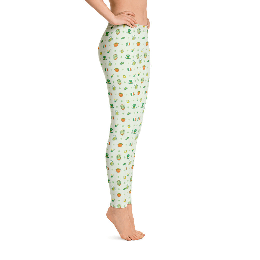 Celebrate Saint Patrick's Day in style All-over print Leggings. Side view