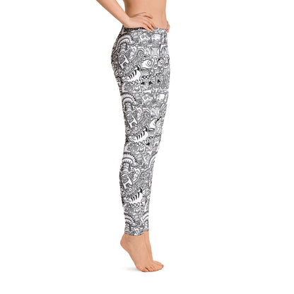 Fill your world with cool doodles Leggings. Side view
