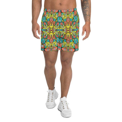 Alien monsters pattern design Men's Athletic Long Shorts-Athletic long shorts