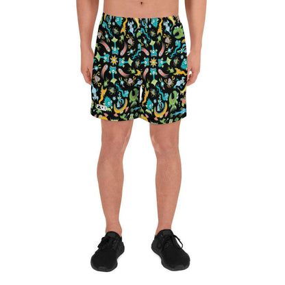 Sea creatures pattern design Men's Athletic Long Shorts-Athletic long shorts