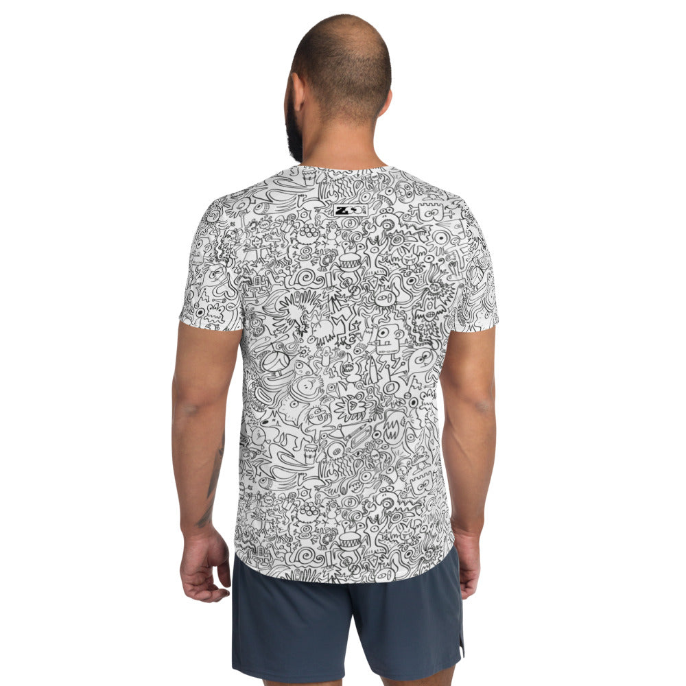 Impossible to stop doodling All-Over Print Men's Athletic T-shirt. Back view