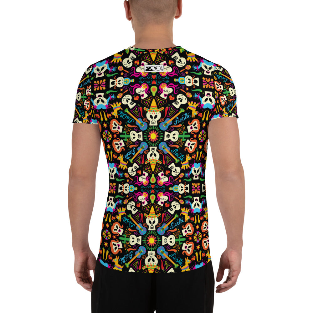 Day of the dead Mexican holiday All-Over Print Men's Athletic T-shirt. Back view