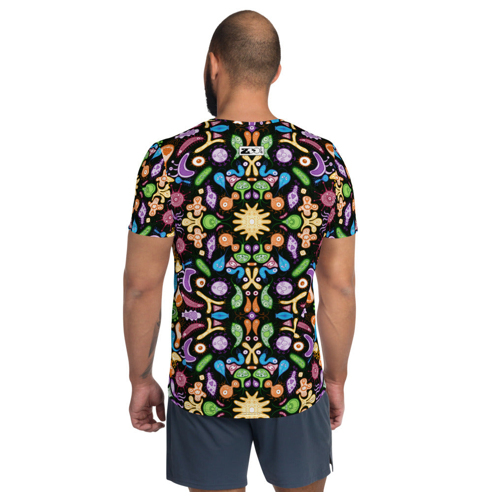 Don't be afraid of microorganisms All-Over Print Men's Athletic T-shirt. Back view