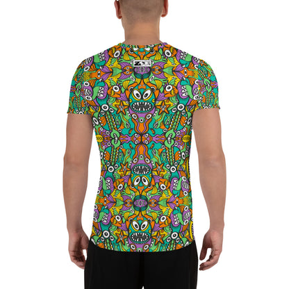The vast ocean is full of doodle critters All-Over Print Men's Athletic T-shirt. Back view